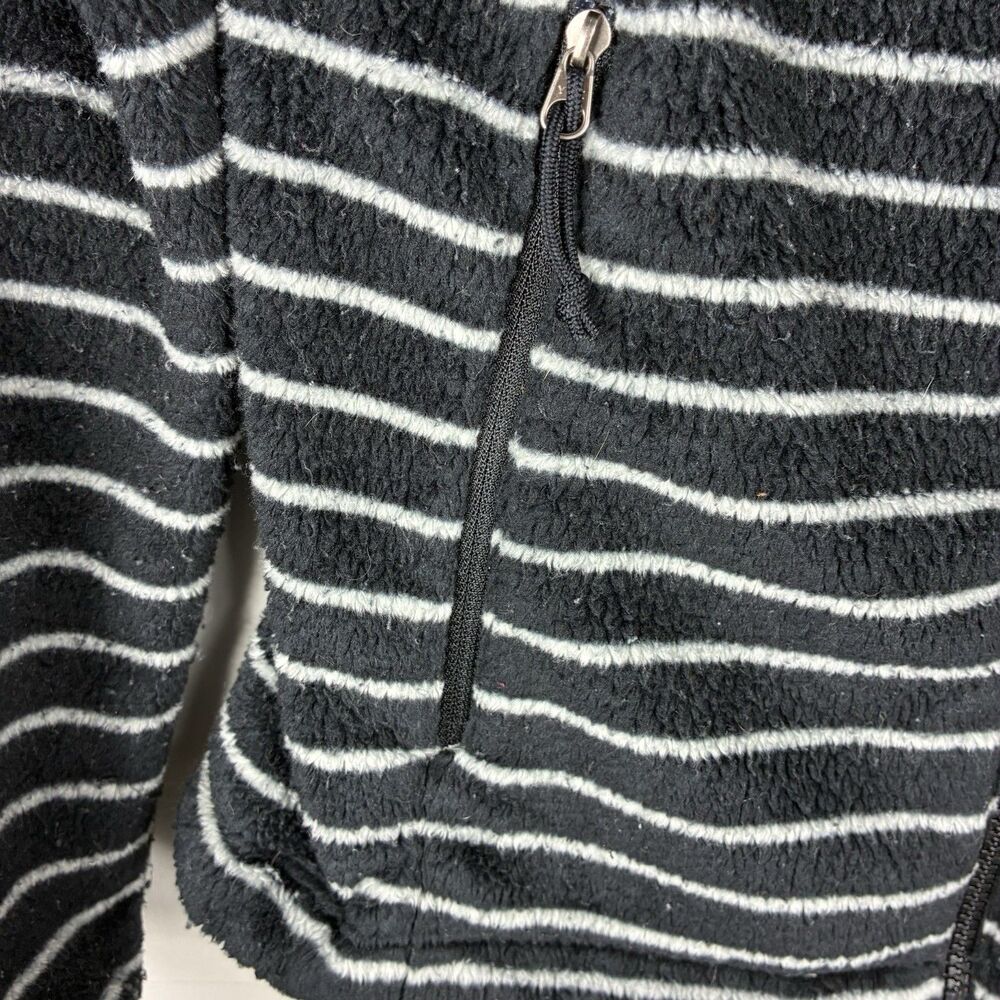 The North Face Womens Striped Fuzzy Fleece Black Full-Zip Jacket Sz S * PILLING - Picture 3 of 11